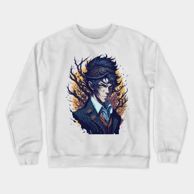 Steampunk Wizard: A Magical Anime Adventure Crewneck Sweatshirt by AniMilan Design